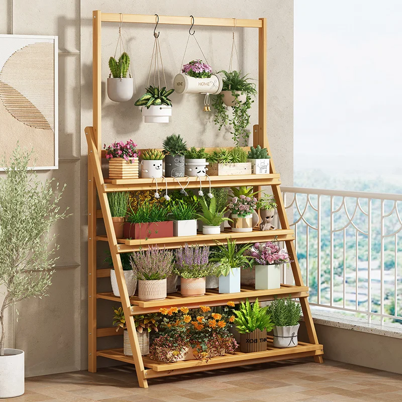 Solid Wood Flower Shelf Plant  - Outdoor Furniture Wood 评论和价格