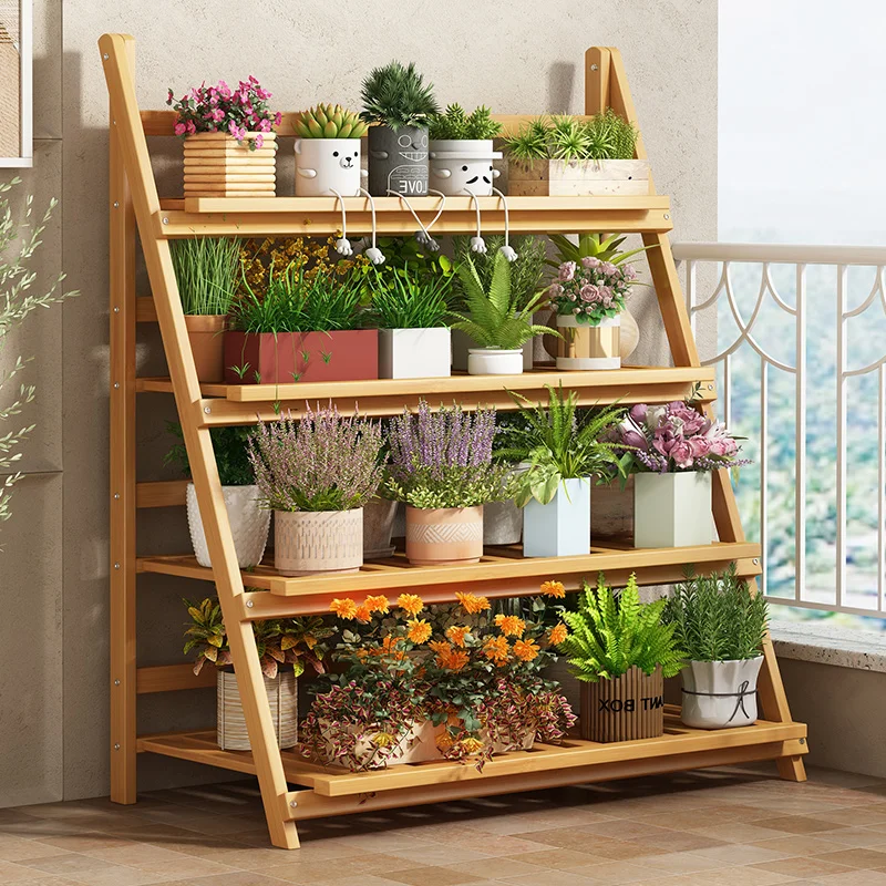 Solid Wood Flower Shelf Plant  - Outdoor Furniture Wood 评论和价格