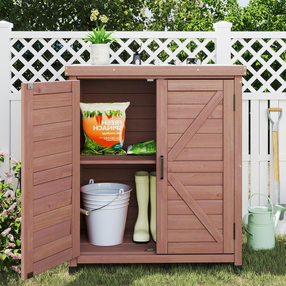 Outdoor Storage Cabinet & Pott - Outdoor Furniture Wood 评论和价格